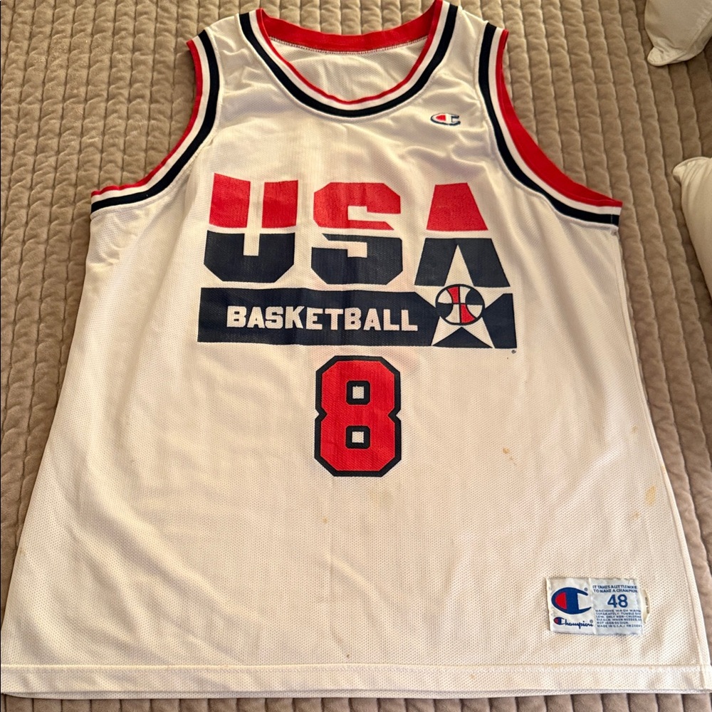 Champion USA Basketball Jersey - White, Red, and Blue
